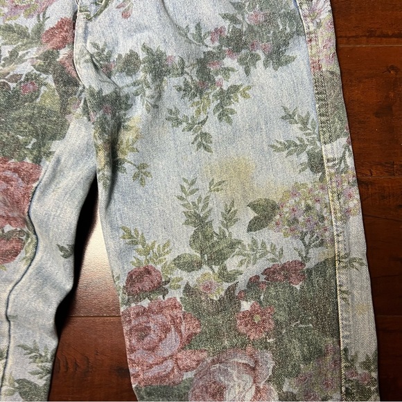 VINTAGE JeanJer 1980s Denim Floral High Mid Rise Tapered Leg Vtg 80s Jeans - Picture 7 of 9